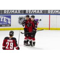 Justin Sourdif (left) and Tristen Nielsen with the Vancouver Giants
